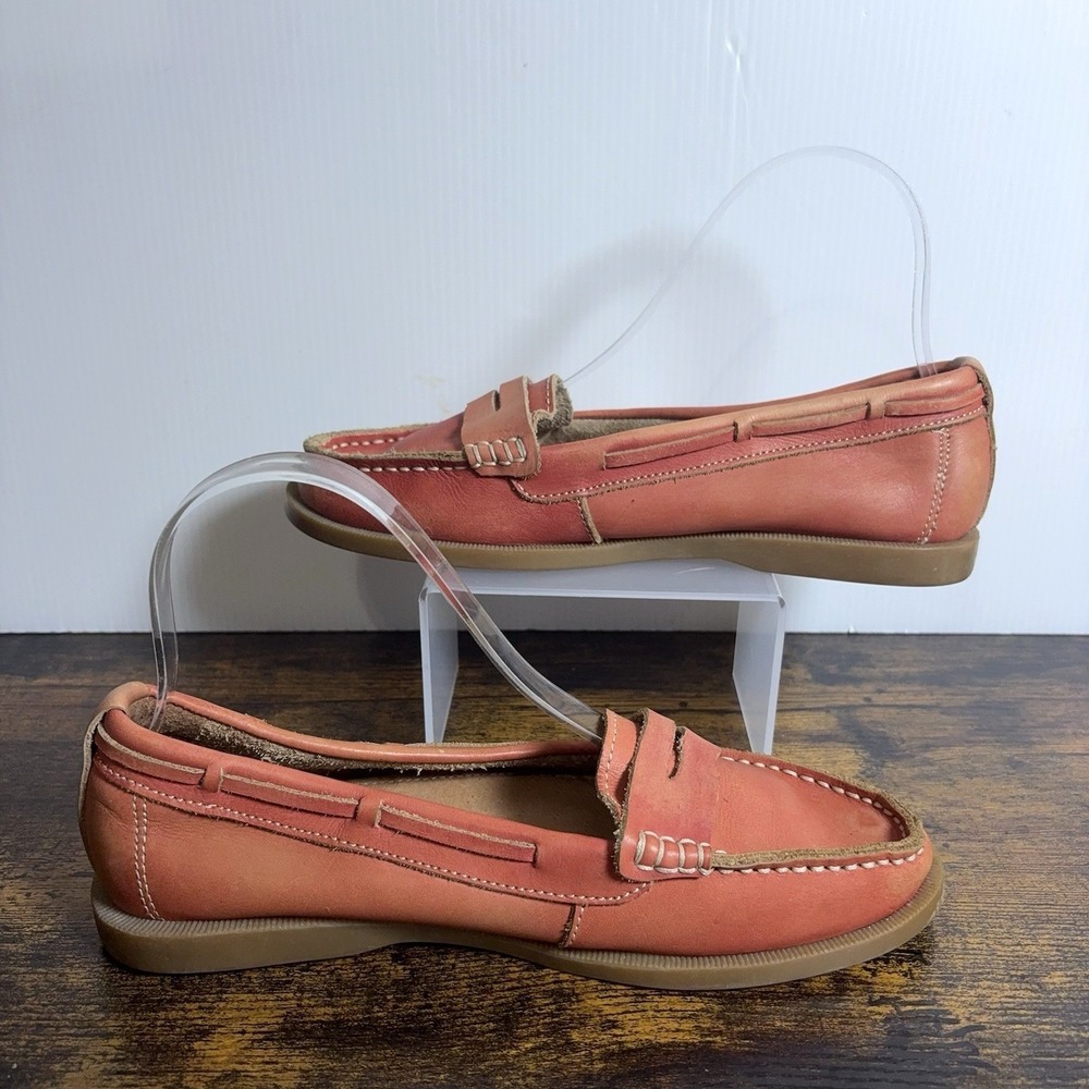 Bed Stu Penny Loafers Womens Sz 7 Coral Pink Leather Distressed Classic - Picture 2 of 13